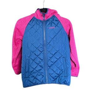Kamik Girls Quilted Puffer Jacket Pink Blue Hooded Zip Up Size 12 152 Gorpcore